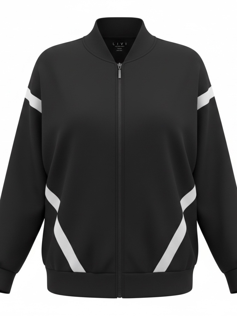 Lane Bryant Black LIVI Track Jacket with White Stripes